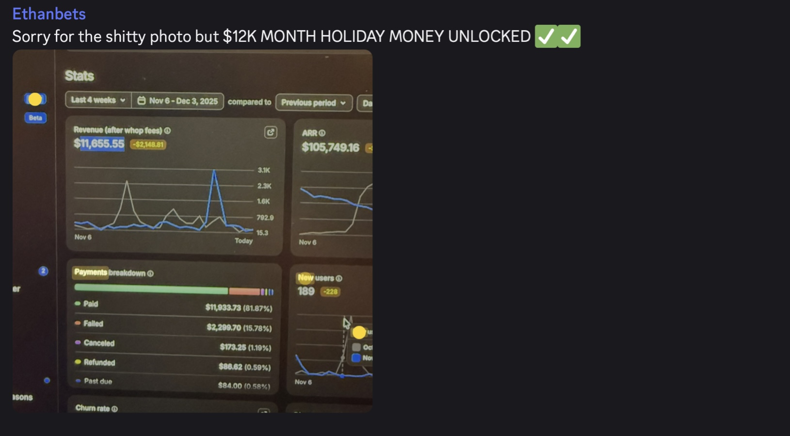 CapperLaunch member revenue screenshot 4